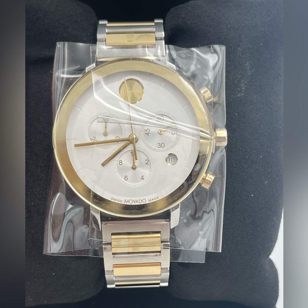 Authentic Preowned Movado Bold Evolution Chronograph Quartz Silver Dial Two Tone Authentic Preowned Movado Bold Evolution Chronograph Quartz Silver Dial Two Tone